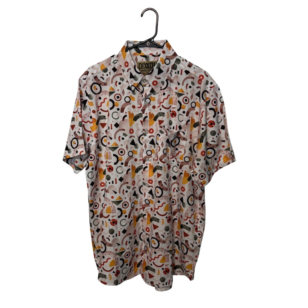 Dixxon Flannel Co Shirt Mens Large White Geometric Abstract Performance Party